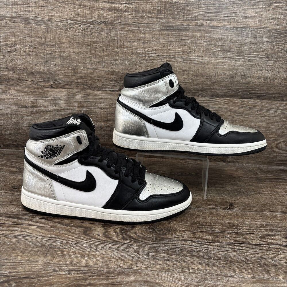 Nike Air Jordan 1 Retro High OG Shoes Women's 8 Silver Toe Black CD0461-001